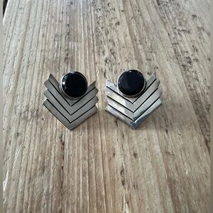 925 Silver / Vintage Taxco Onyx Earrings / Art Deco Boho Modern